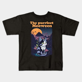 Funny The Purrfect Meoween Kids T-Shirt